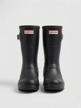Hunter Black Original Short Gloss Mid-Calf Rain Boot